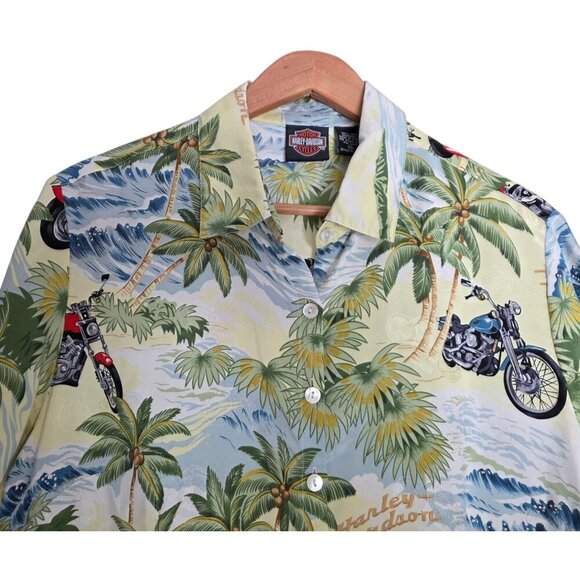 Women's - Harley Davidson Tori Richards Tropical Print Button Down Shirt, XL - Picture 3 of 7